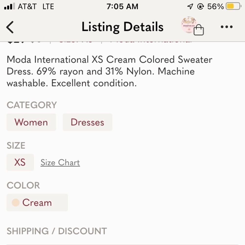 Moda International XS Cream Colored Sweater Dress - Picture 4 of 5